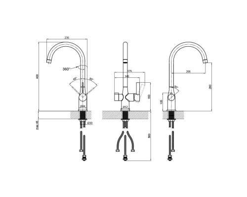 Змішувач для кухні Qtap Kuchyne 92107UC з підключенням до фільтра