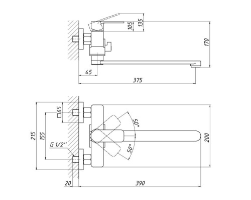 Змішувач для ванни Qtap Namesti 3225102GC