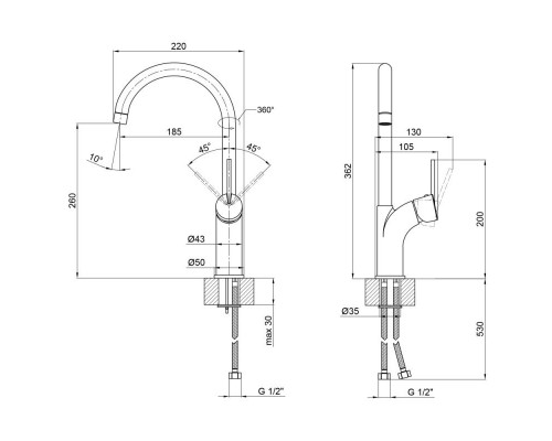 Змішувач для кухні Qtap Kuchyne 90102UC