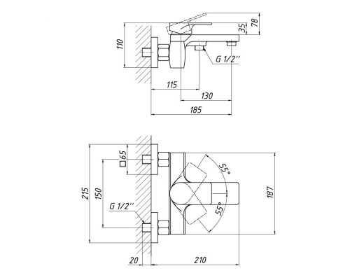 Змішувач для ванни Qtap Vlasta 3028102GC