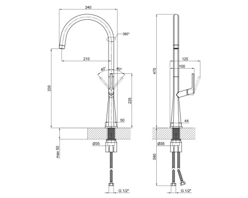 Змішувач для кухні Qtap Kuchyne 90X102UC