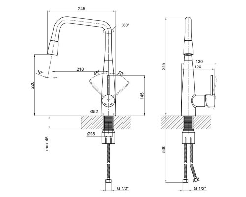 Змішувач для кухні Qtap Kuchyne 90X102FC