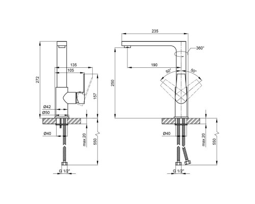 Змішувач для кухні Qtap Stenava 10M45102C