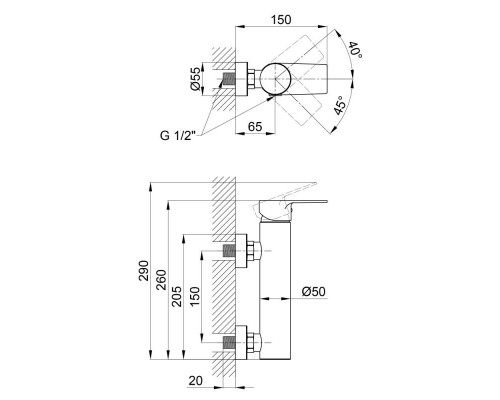Змішувач для душу Qtap Stenava 4045102C