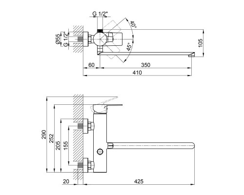 Змішувач для ванни Qtap Stenava 3245102FC