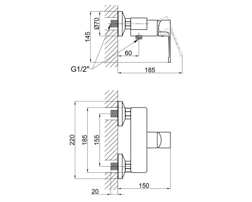 Змішувач для душу Qtap Vitkov 4019104C