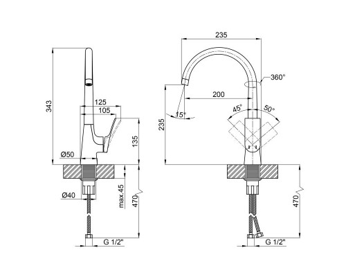 Змішувач для кухні Qtap Skalna 9026101UC