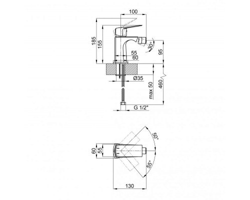 Змішувач для біде Qtap Lodenice 2030101C