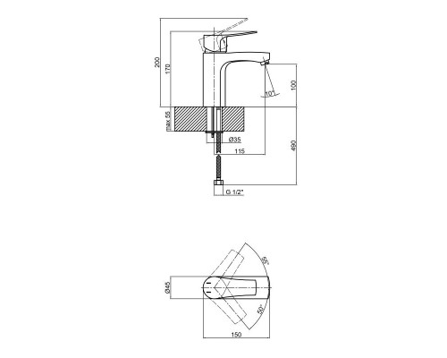 Qtap смеситель для раковины  Terezin 1024101C