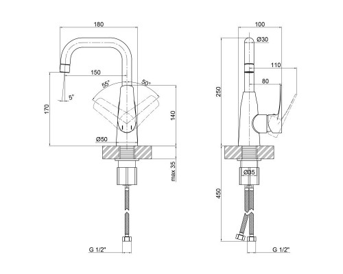 Змішувач для раковини Qtap Terezin 9024101FC
