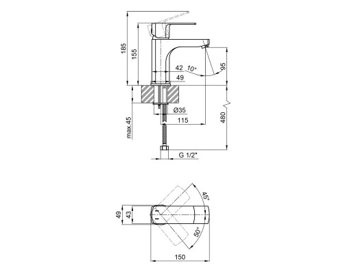 Змішувач для раковини Qtap Lipno 1023101CB