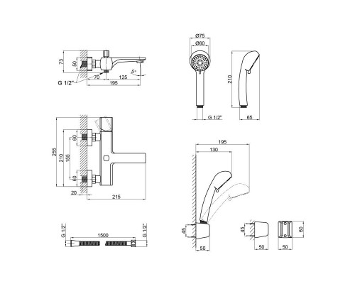 Змішувач для ванни Qtap Krychle 3052104GC
