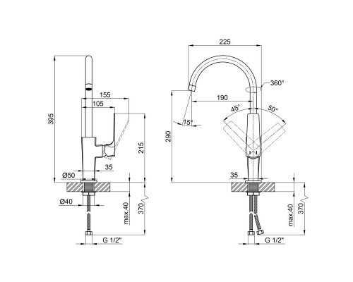 Змішувач для кухні Qtap Letel 9053104UC