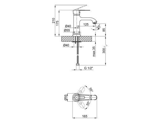 Змішувач для раковини Qtap Rozkos 1055104C