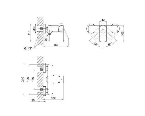 Змішувач для душу Qtap Lipno 4023101G