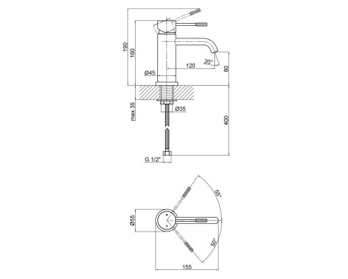 Змішувач для раковини Qtap Scorpio 1050105B