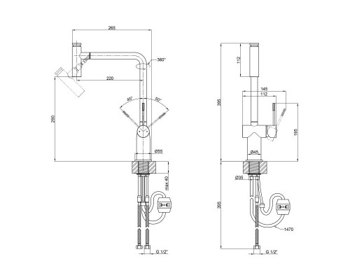 Змішувач для кухні Qtap Scorpio 9050105FC з висувним виливом