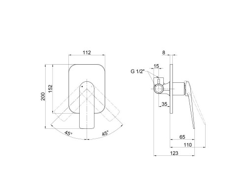 Змішувач прихованого монтажу для душу Qtap Vlasta 6228102NC