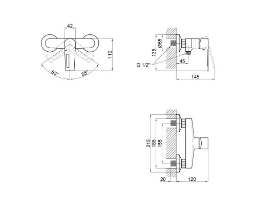 Змішувач для душу Qtap Tern 4061102C