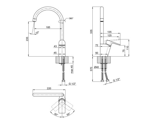 Змішувач для кухні Qtap Leo 9062102C