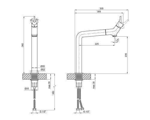 Змішувач для кухні Qtap Kuchyne 95102FC