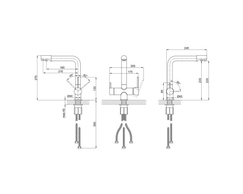 Змішувач для кухні Qtap Kuchyne 92102FC з підключенням до фільтра