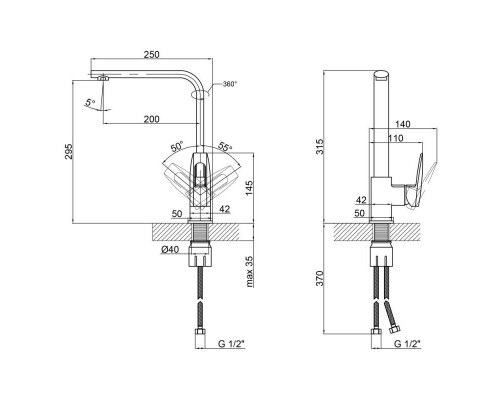 Змішувач для кухні Lidz (CRM) 13 33 015F-13