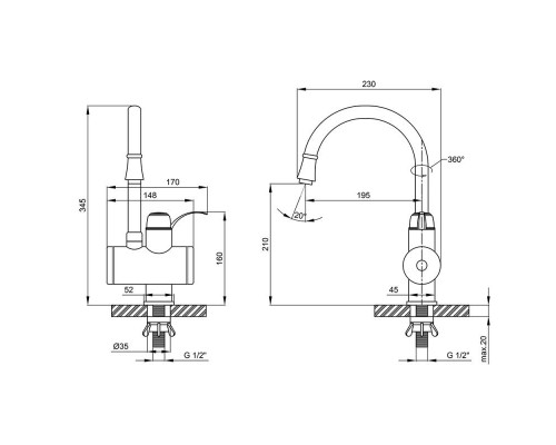 Кран для кухні проточний Lidz (WCR) 95 00 058