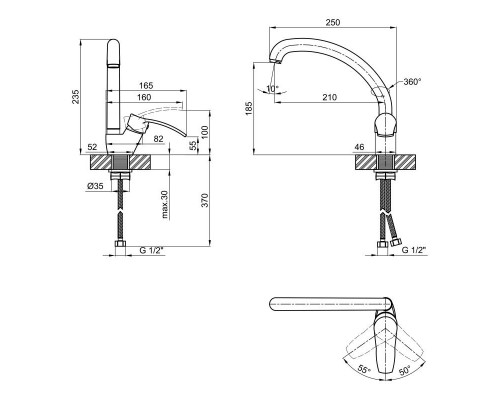 Змішувач для кухні Lidz (COL) 40 87 008F-3