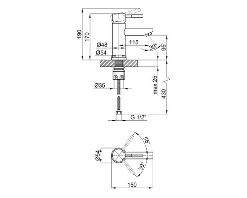 Змішувач для раковини Lidz (NKS) 12 32 001F