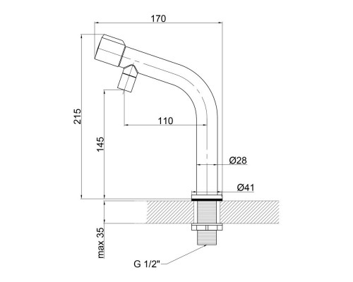 Монокран для кухні Mono 269F, Nickel з нерухомим виливом  Lidz
