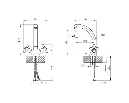 Змішувач для кухні Lidz (CRM) Dominox 15 272-2
