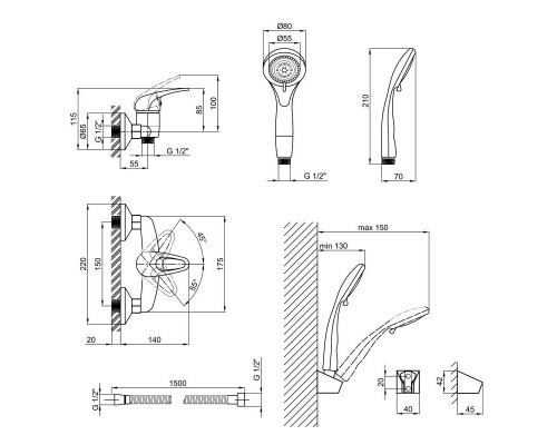 Змішувач для душу Lidz (CRM) Premiera 41 010