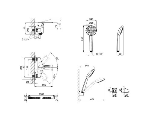 Змішувач для душу Lidz (CRM) 44 80 010