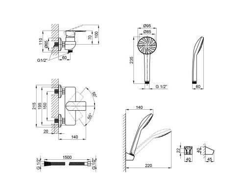 Змішувач для душу Lidz (CRM) 23 48 010