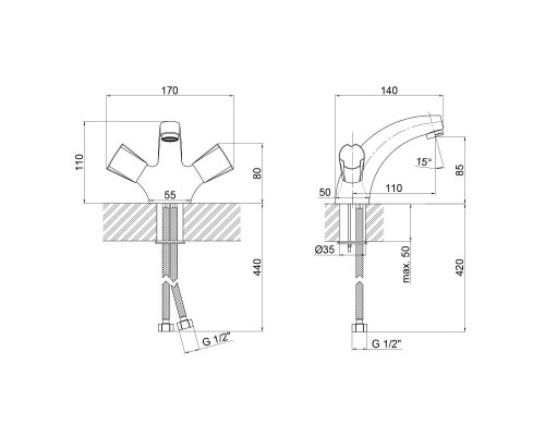 Змішувач для раковини Lidz (CRM) Mix 17 161
