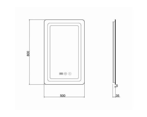 Дзеркало 500х800 Qtap Mideya (DC-F911) з LED-підсвічуванням та антизапотіванням QT2078F911W