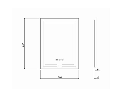 Дзеркало 500х800 Qtap Mideya (DC-F936) з LED-підсвічуванням та антизапотіванням QT2078F936W