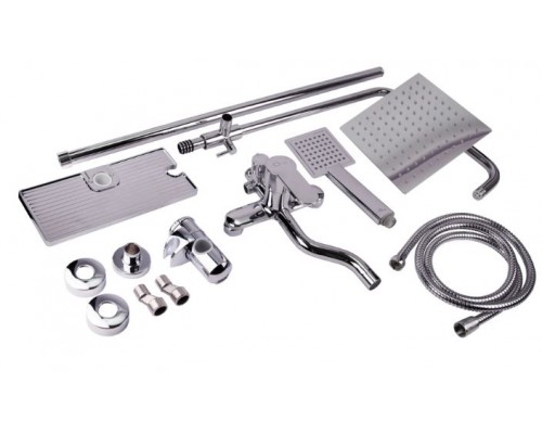 Душова система універсальна Plava н (з виливом) з полицею QT1005CRM Chrome Qtap