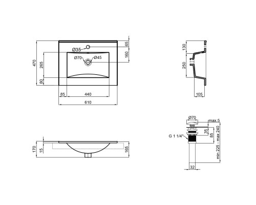 Раковина Qtap Albatross 600х460х180 White з донним клапаном QT01113060CW