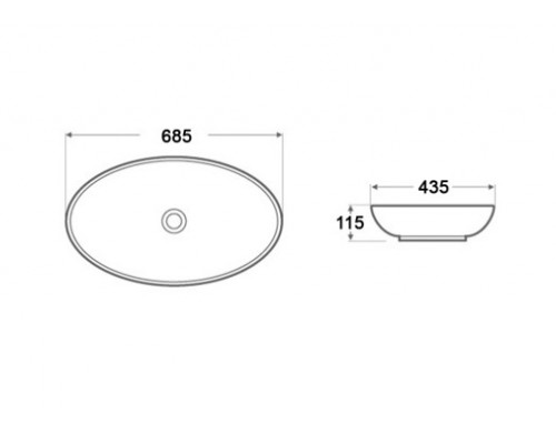 Раковина-чаша Qtap Dove 680х420х120 White з донним клапаном QT0611K160W