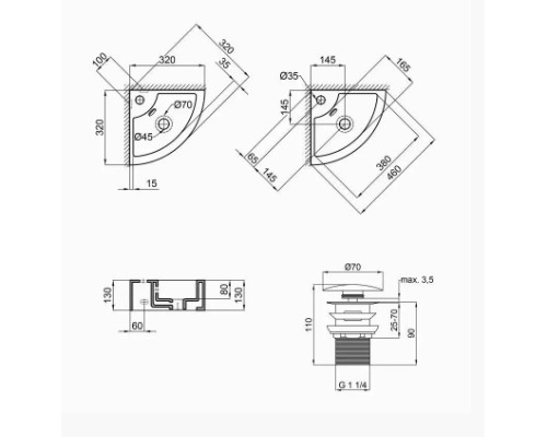 Раковина Qtap Kiwi 435х310х125 White з донним клапаном QT0911K184AW