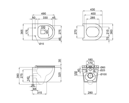 Унітаз підвісний Qtap Robin NEW безобідковий з сідінням Soft-close QT1333046ENRW