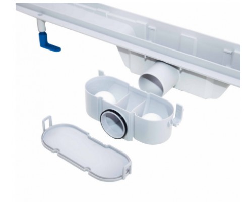 Трап Qtap Dry FB304-800 лінійний з сухим закривом та нержавіючою решіткою 800х73