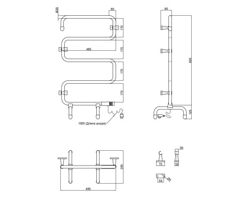 Qtap Полотенцесушитель электрический  Olivia (WHI) 32102