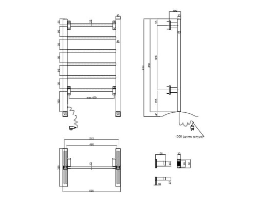Сушарка рушників електрична Qtap Arvin (SIL) 32706