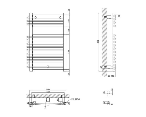 Qtap Полотенцесушитель водяной  Dias (SIL) P15 800x500 HY