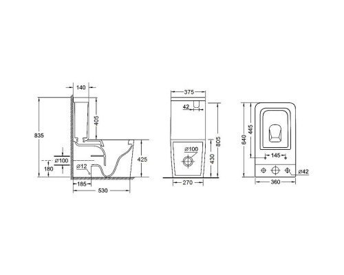 Унітаз-компакт Qtap Crow безобідковий з сідінням Soft-close QT05222170W