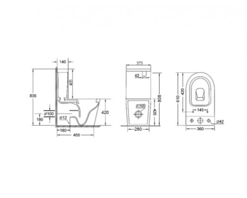Унітаз-компакт Qtap Stork безобідковий з сідінням Soft-close QT15222179W