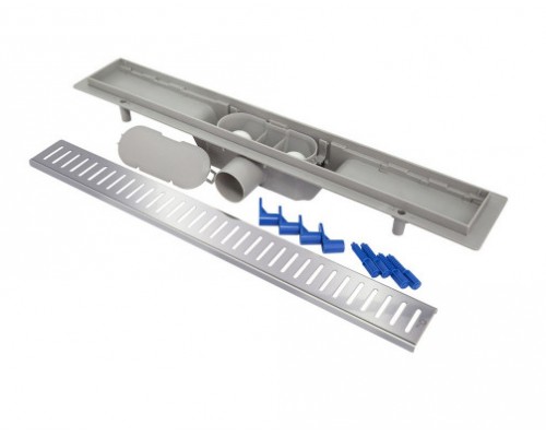 Трап Qtap Dry FA304-700 лінійний з сухим закривом та нержавіючою решіткою 700х73